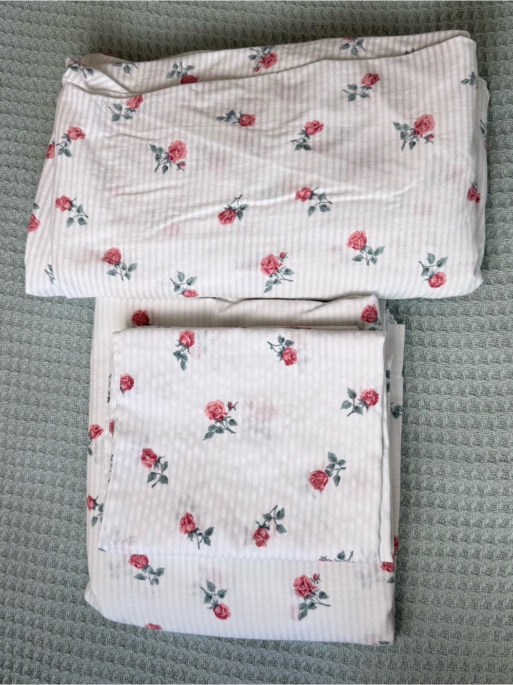 Vintage Cannon Queen Sheet Set White Roses Cottagecore Grannycore Made in USA